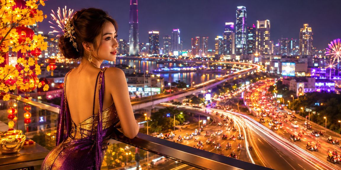 Ánh đèn neon rực rỡ tại TP.HCM về đêm phản ánh không khí giải trí trực tuyến sôi động tại Việt Nam