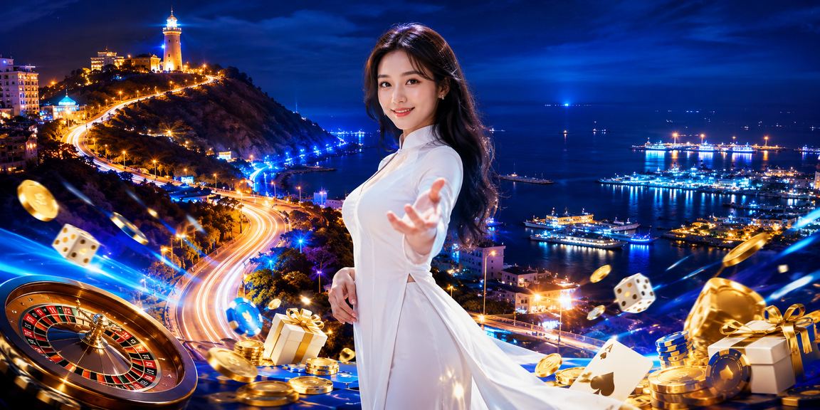 Người phụ nữ mặc áo dài truyền thống Việt Nam thư giãn tại khu giải trí Vũng Tàu trong không khí nhẹ nhàng